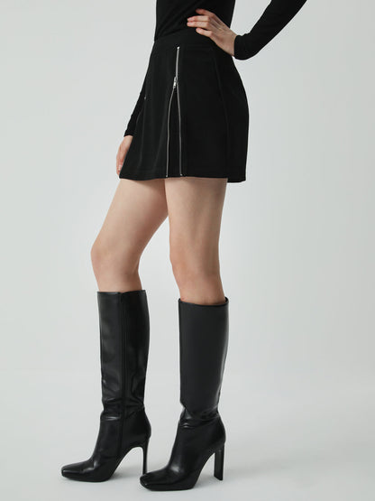 Side Zipper Graceful Detail Mini Skirt