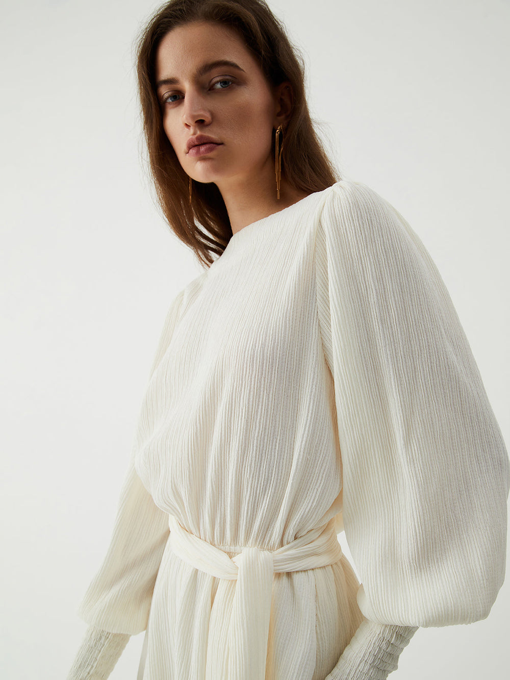 Tie Front Cowl Back Modern Long Sleeve Short Dress Jumpsuits