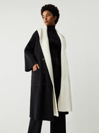 Two Tone Hooded Trendy Belted Longline Cardigan Sweaters L
