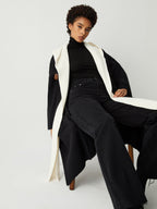 Two Tone Hooded Trendy Belted Longline Cardigan Black / S Sweaters L