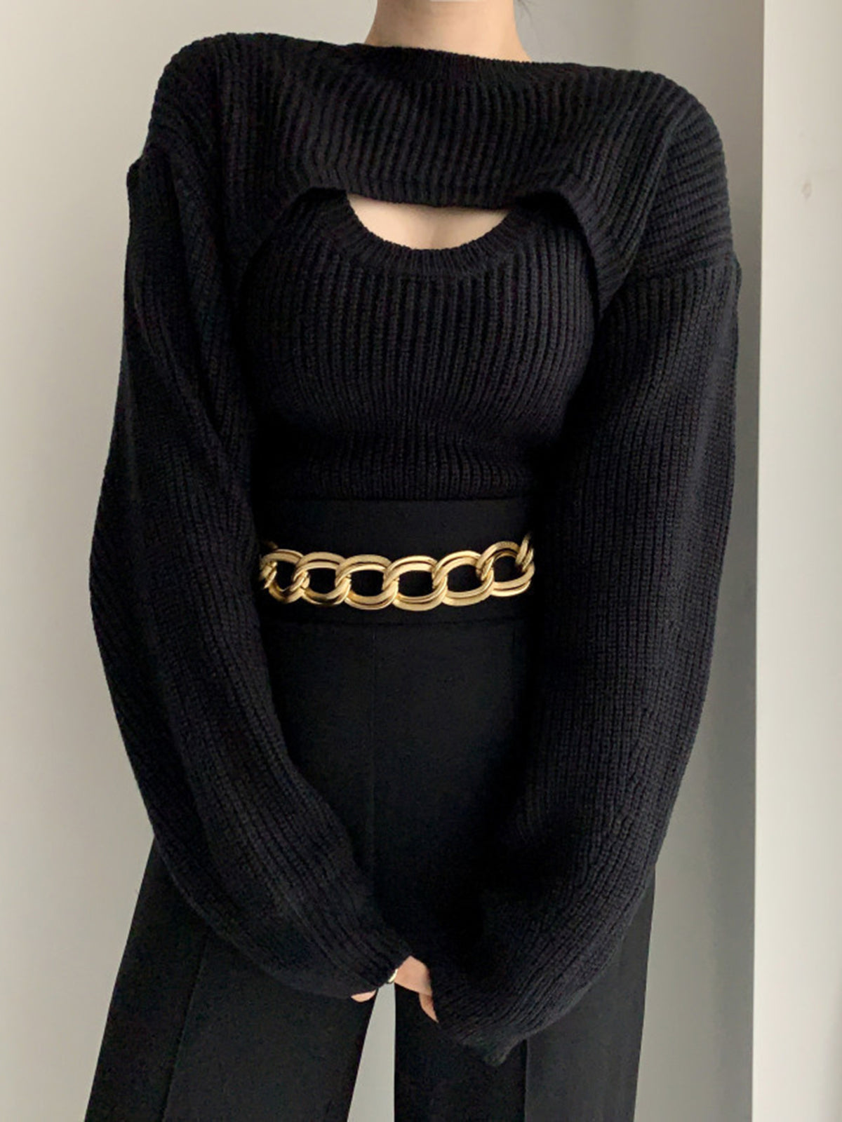 Utility Two Graceful Piece Bolero Sweater Sweaters L