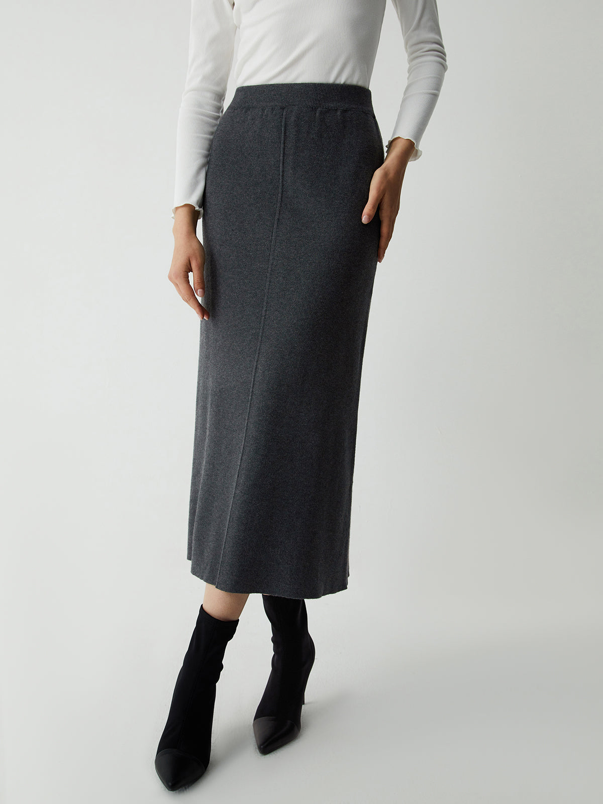 Leisure High Graceful Waist Knit Skirt