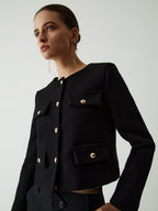 Vintage Button Graceful Tweed Blazer Black / XS Blazers