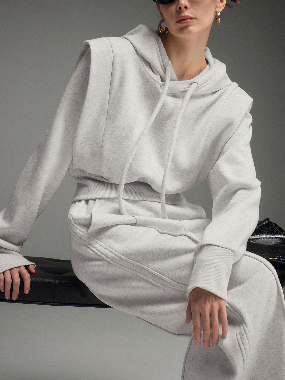 Athleisure Charming Drawstring Hoodie Light Grey / XS Sweatshirts & Hoodies L