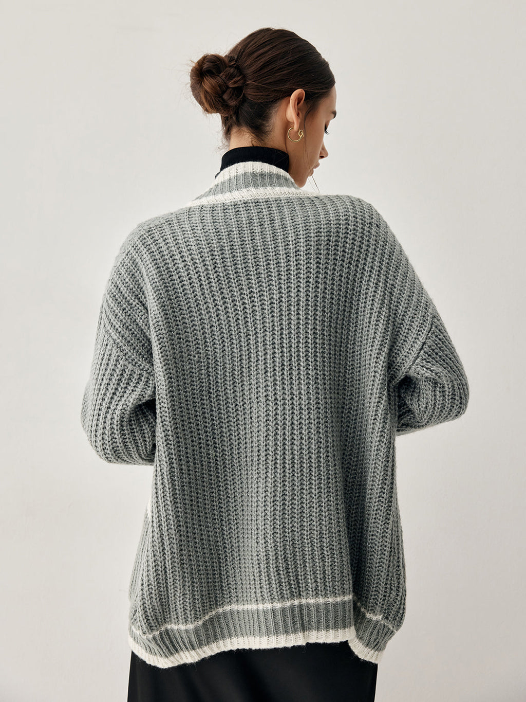 Chunky Knit Double Trendy Pockets Slouchy Cardigan Sweaters L