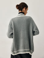 Chunky Knit Double Trendy Pockets Slouchy Cardigan Sweaters L