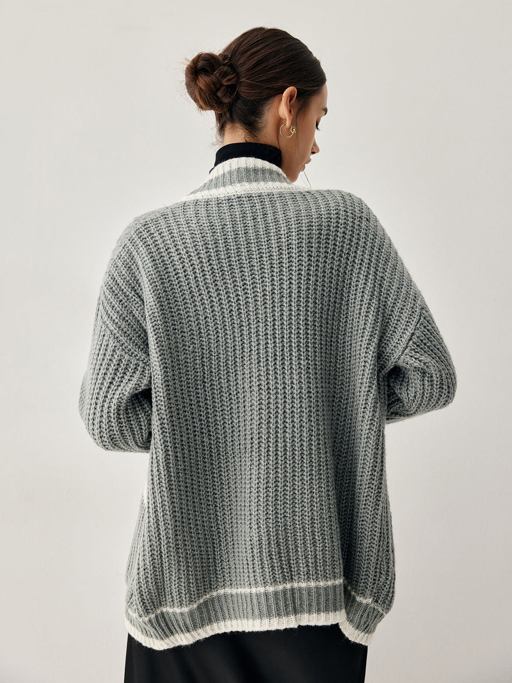 Chunky Knit Double Trendy Pockets Slouchy Cardigan Sweaters L