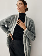 Chunky Knit Double Trendy Pockets Slouchy Cardigan Sweaters L