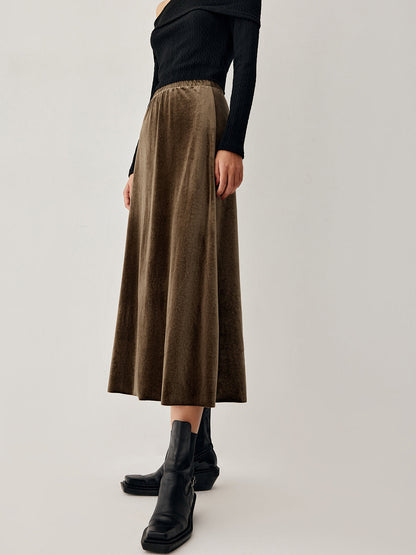 Mocha Velvet Graceful Maxi Skirt