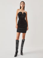 Velvet Bustier Graceful Tube Short Dress Dresses
