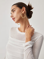 Ruched Semi Sheer Graceful Long Sleeve Shirt T Shirts