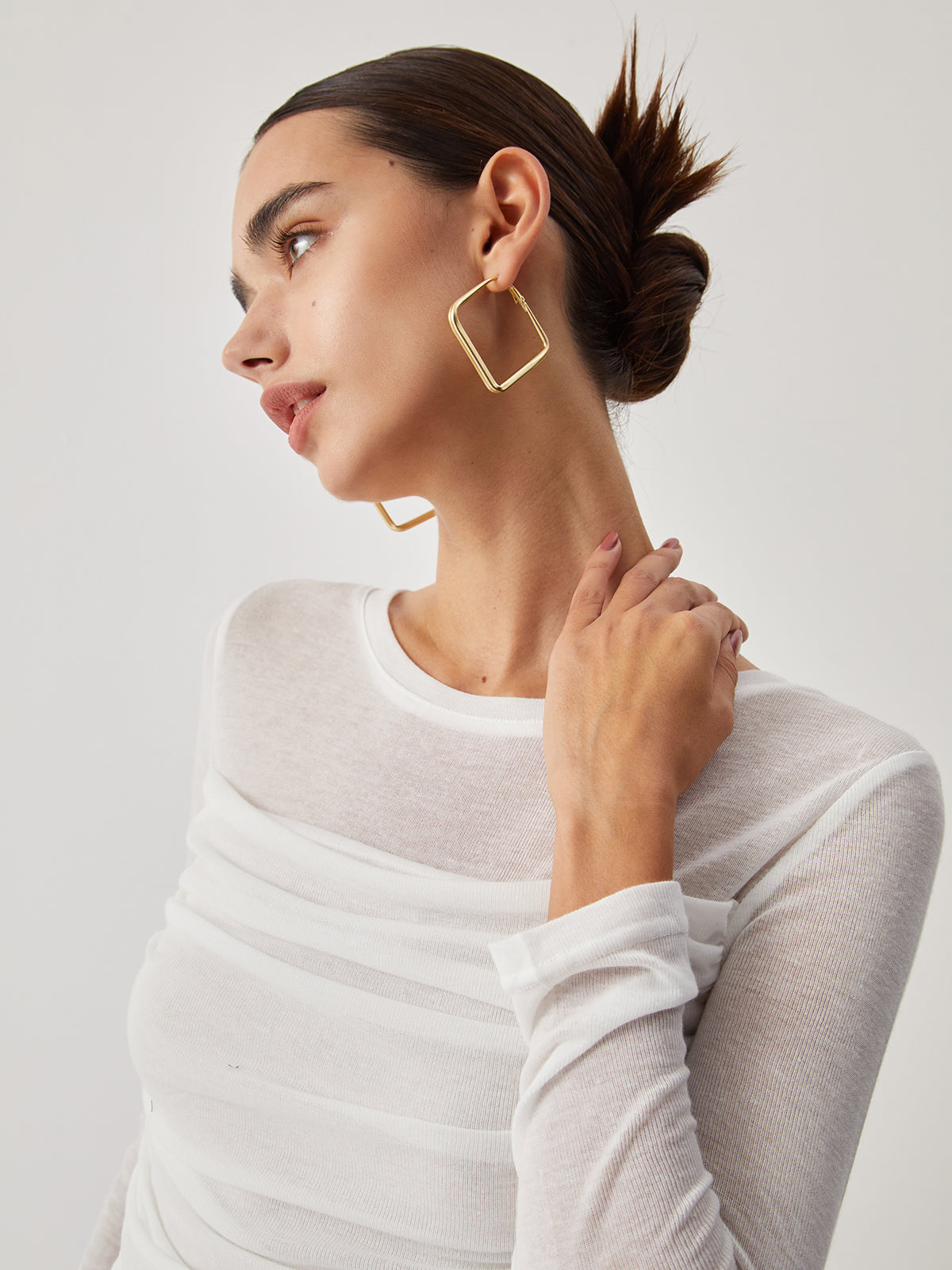 Ruched Semi-Sheer Graceful Long Sleeve Shirt Secondary image