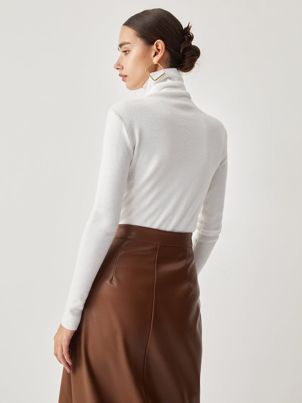 Criss Cross Turtleneck Trendy Long Sleeve Knit Top Sweaters L