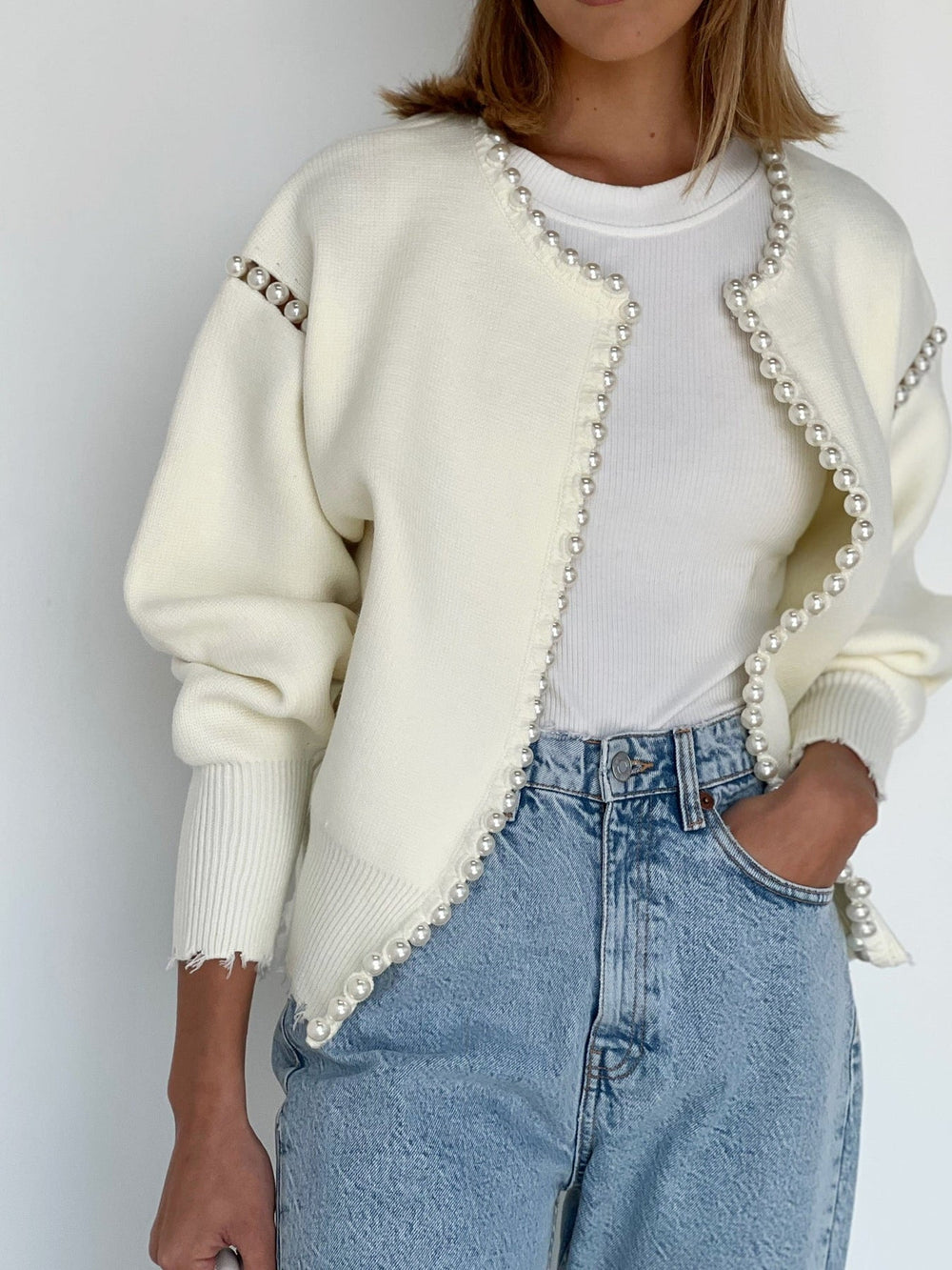 Vintage Pearl Graceful Edge Cardigan Sweaters L