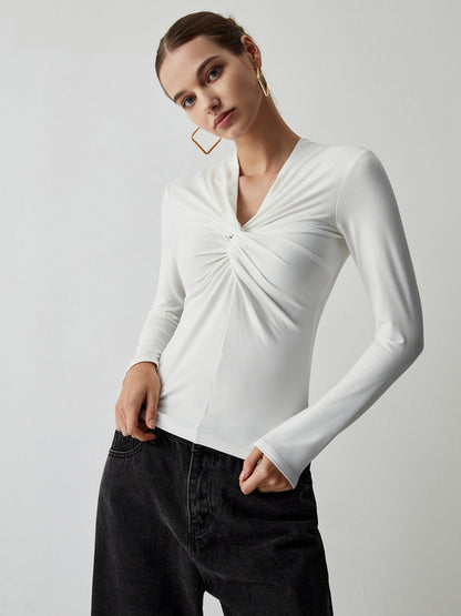 Knotted Ruched Graceful Long Sleeve Shirt