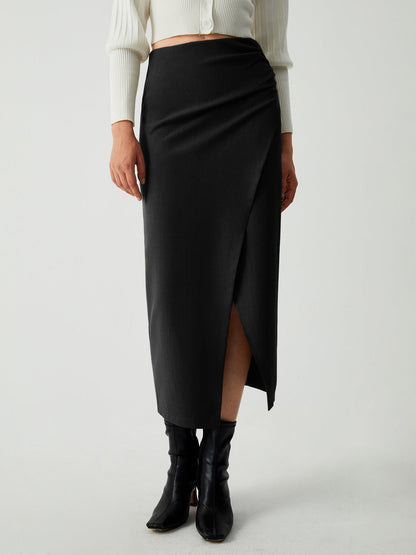 Maple Wrap Graceful Slit Midi Skirt