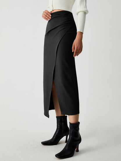 Maple Wrap Graceful Slit Midi Skirt