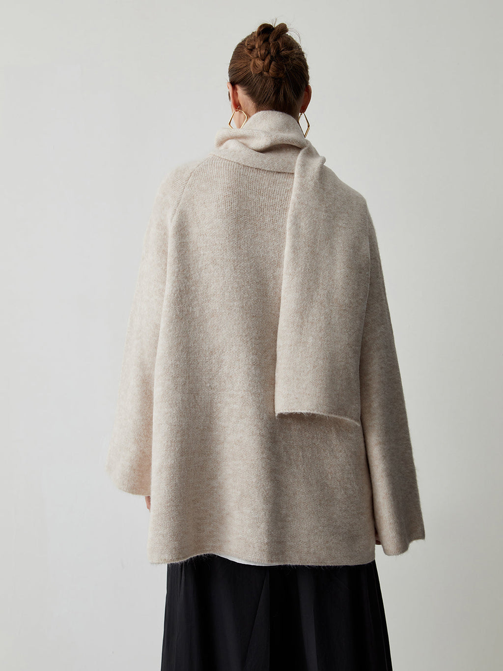 Double Pockets Kimono Trendy Jacket With Matching Scarf Sweaters L