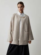 Double Pockets Kimono Trendy Jacket With Matching Scarf Sweaters L