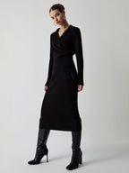 Wrap Knit Two Trendy Piece Skirt Set Black / XS Skirt Sets