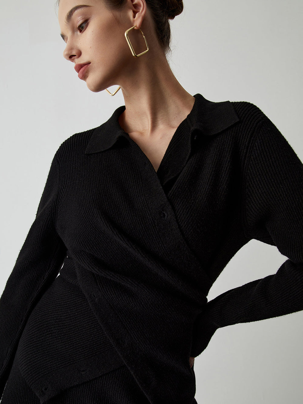 Wrap Knit Two Trendy Piece Skirt Set Skirt Sets