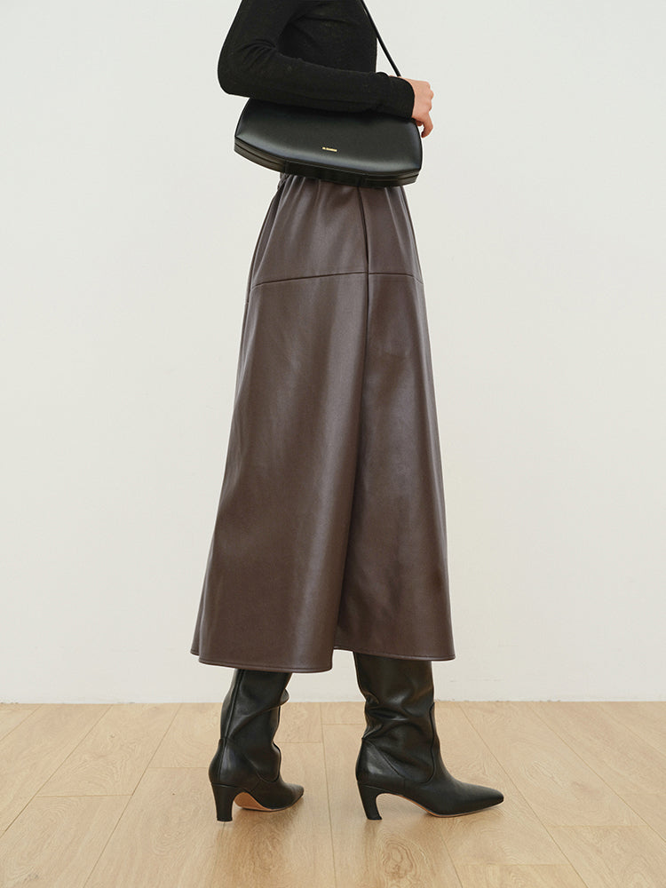 Double Pockets Graceful Leather Maxi Skirt Secondary image