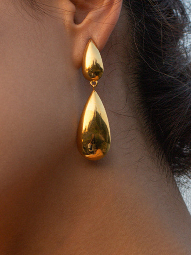Double Charming Teardrop Earrings Golden / One Size Earrings Main image