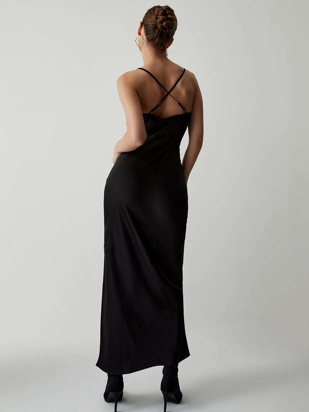 Floral Lace Graceful Satin Long Dress Dresses