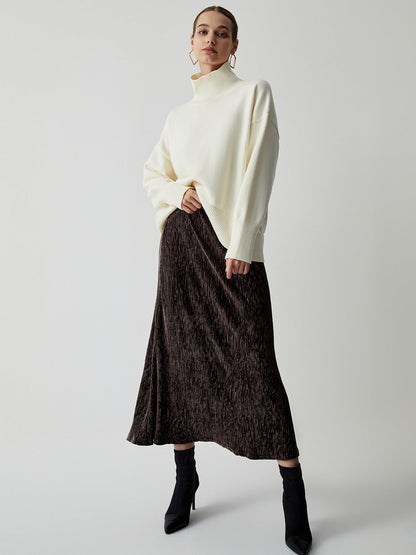 High Waist Graceful Pleat Midi Skirt