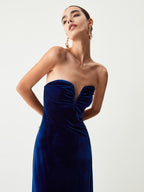 Velvet Bustier Graceful Tube Long Dress Dresses