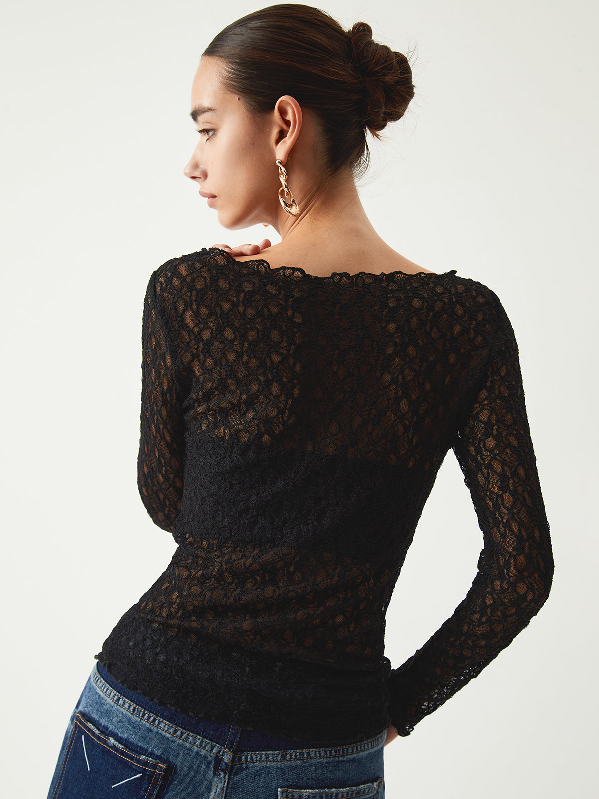 Sheer Floral Graceful Long Sleeve Top