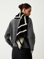 Wool Blend Graceful Geometric Pattern Scarf Beige / One Size Scarves