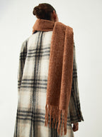 Contrast Trim Graceful Fringed Scarf Dark Brown / One Size Scarves