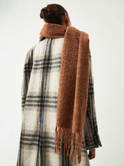 Contrast Trim Graceful Fringed Scarf Dark Brown / One Size Scarves
