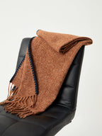 Contrast Trim Graceful Fringed Scarf Dark Brown / One Size Scarves
