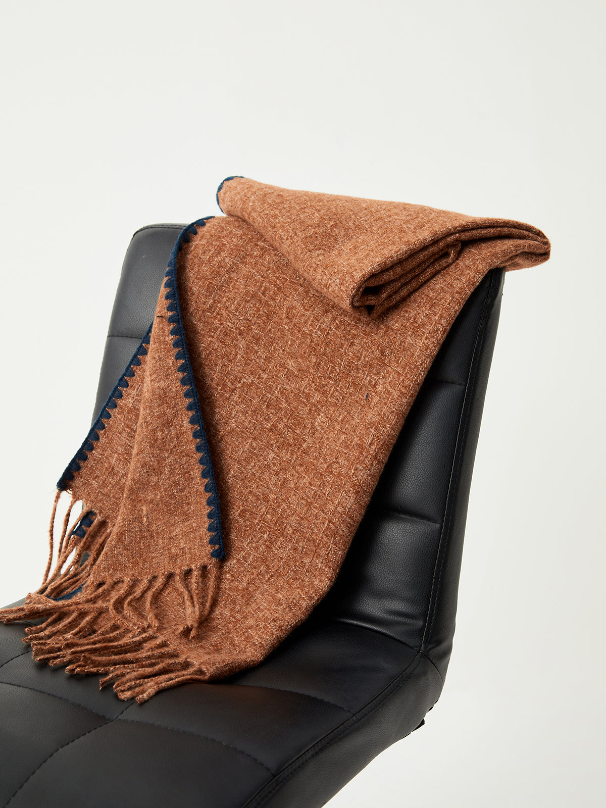Contrast Trim Graceful Fringed Scarf Dark Brown / One Size Scarves