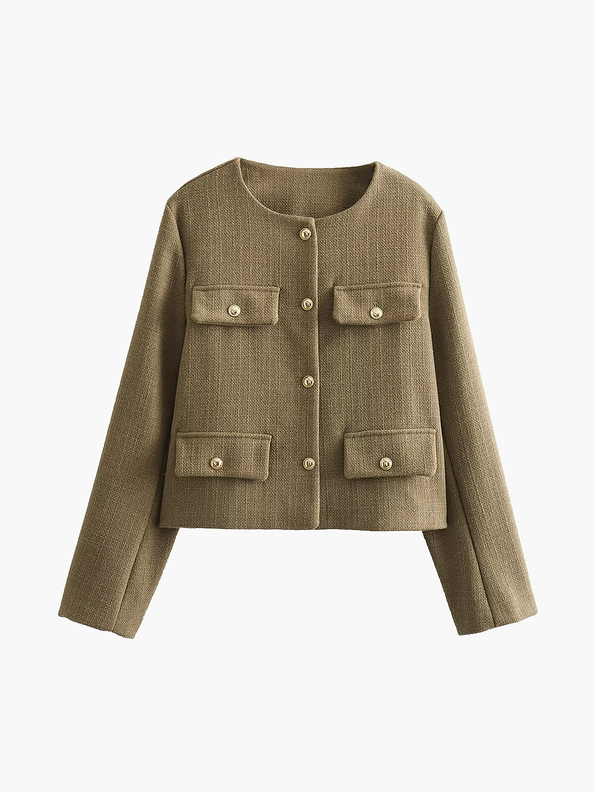 Vintage Button Graceful Tweed Blazer Khaki / XS Blazers