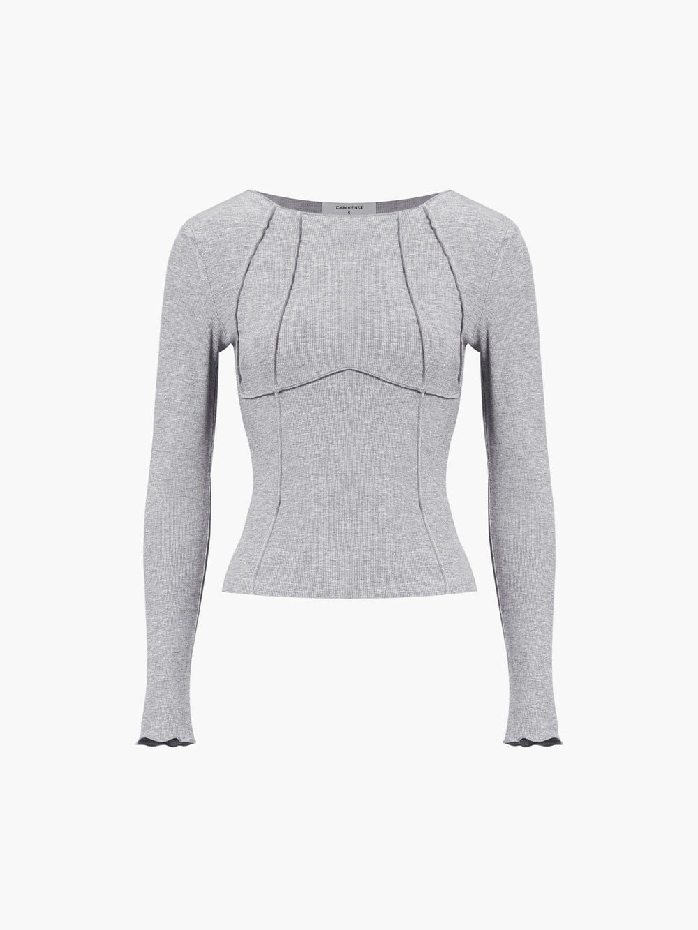 Basic Piping Graceful Long Sleeve Top Grey / XS T Shirts