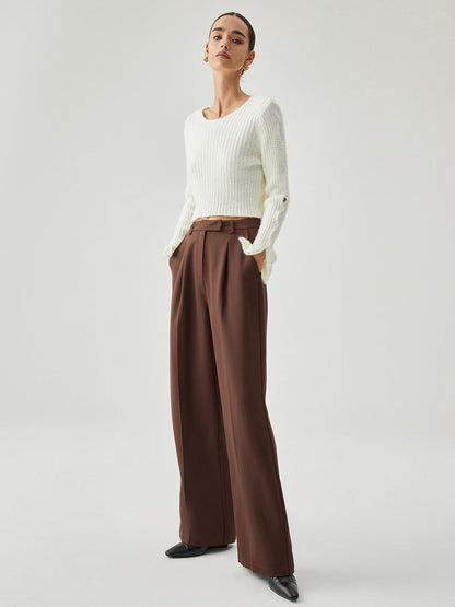 Straight Leg Graceful Pleated Dress Pants