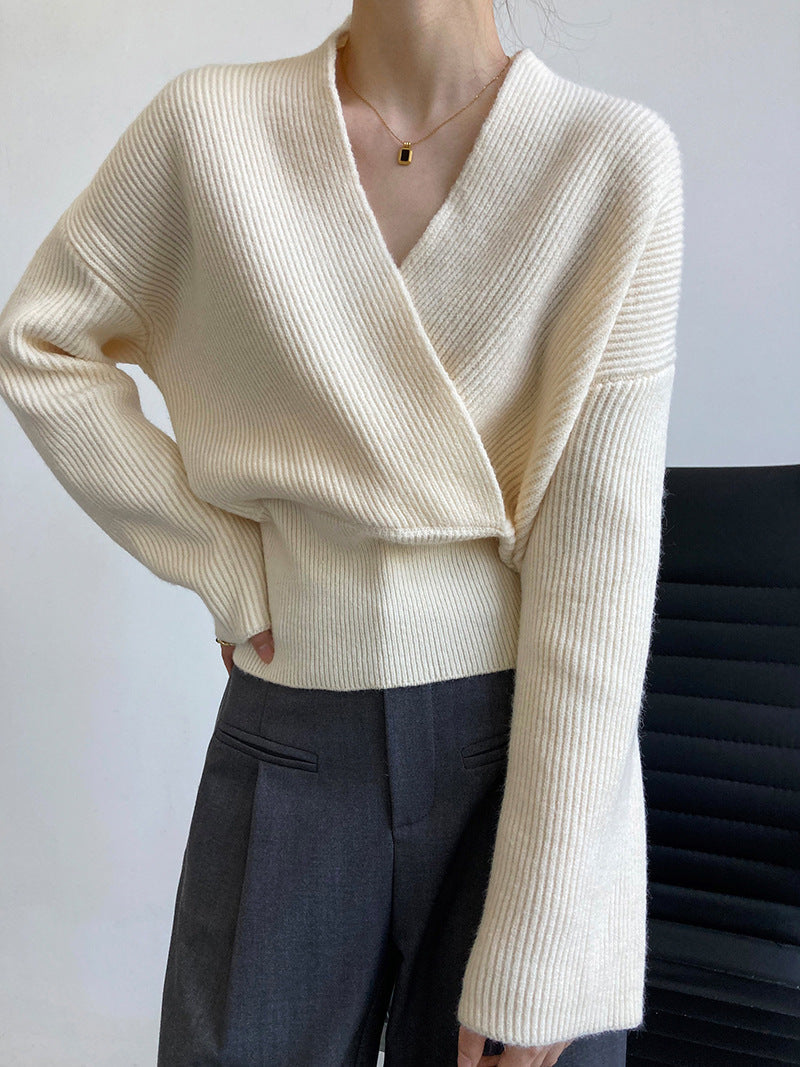 She’s Effortless Graceful Wrap Sweater Off White / XS Sweaters L