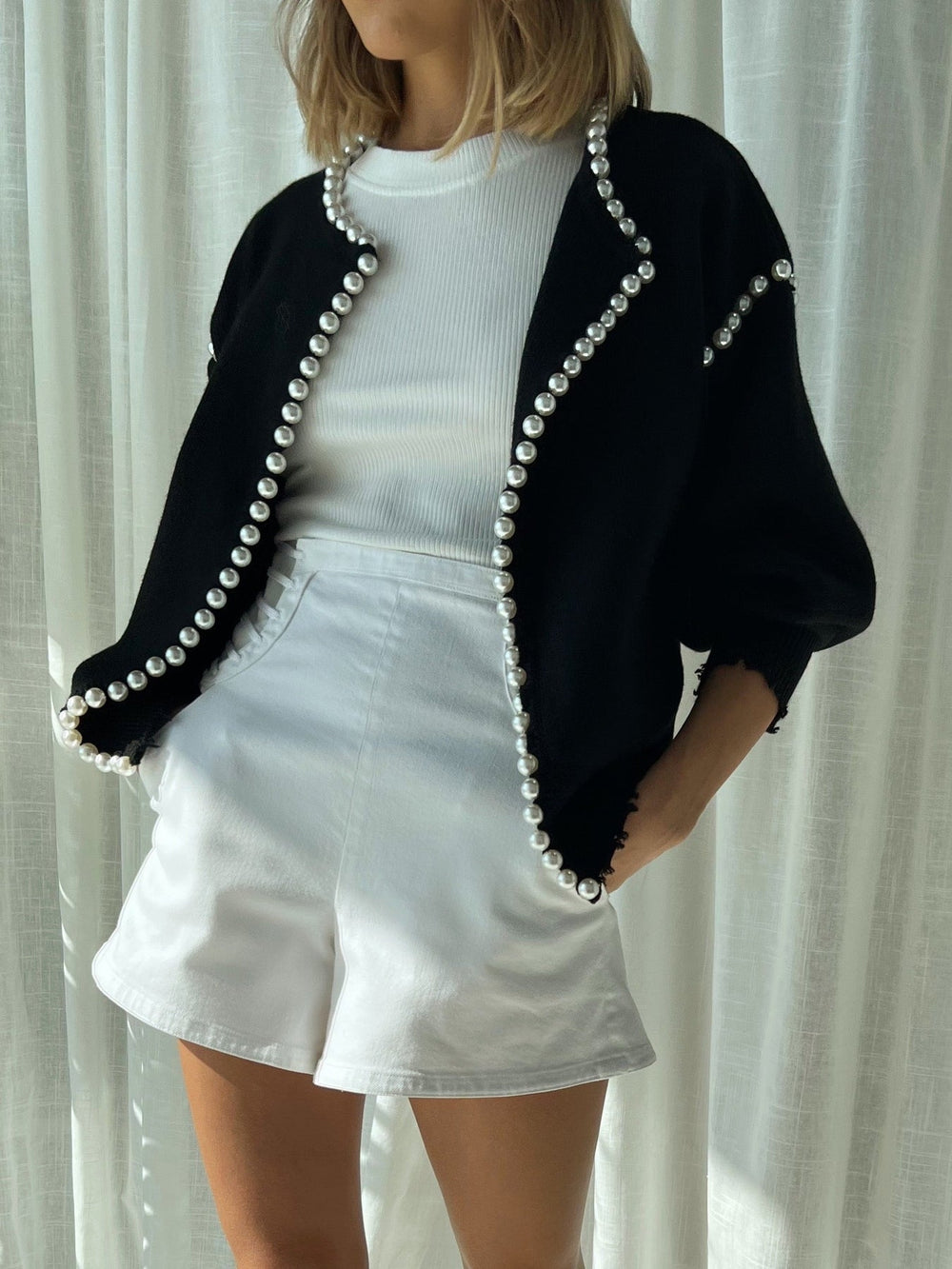 Vintage Pearl Graceful Edge Cardigan Sweaters L