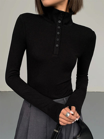 Slinky Button-up Graceful Long Sleeve Shirt