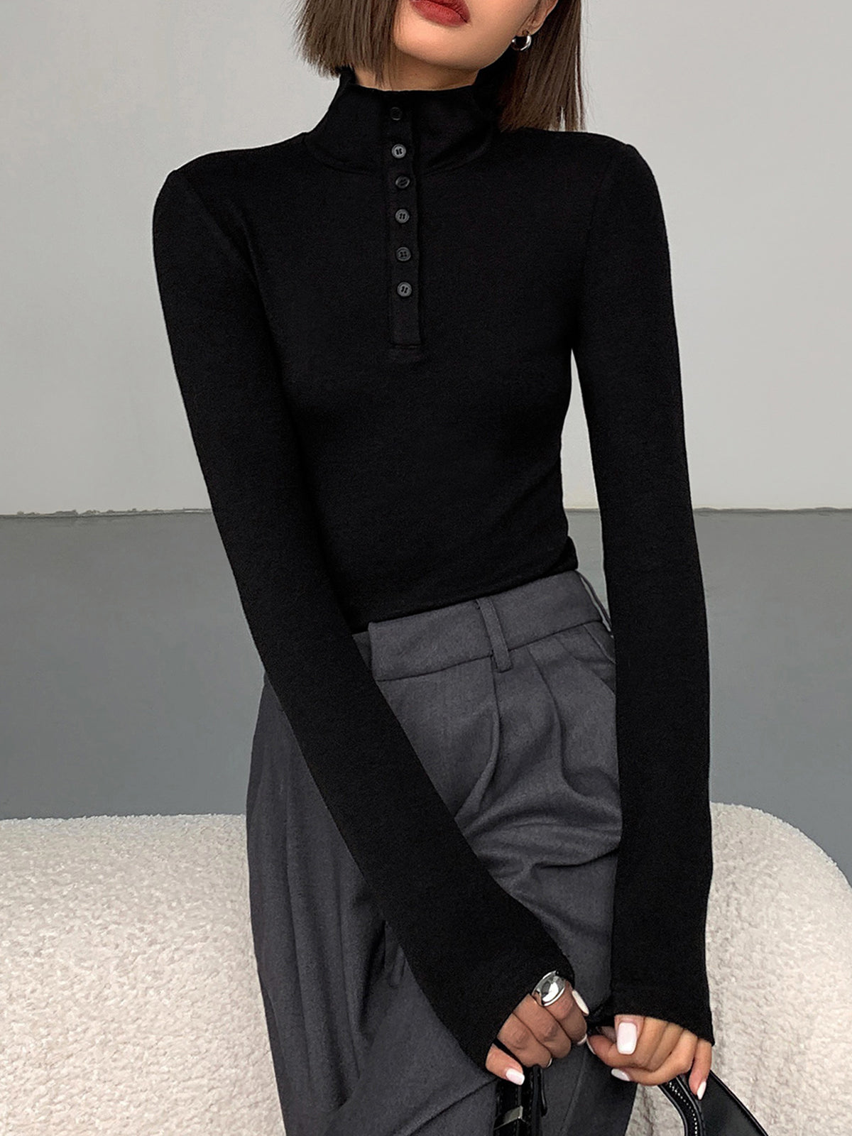 Slinky Button up Graceful Long Sleeve Shirt T Shirts