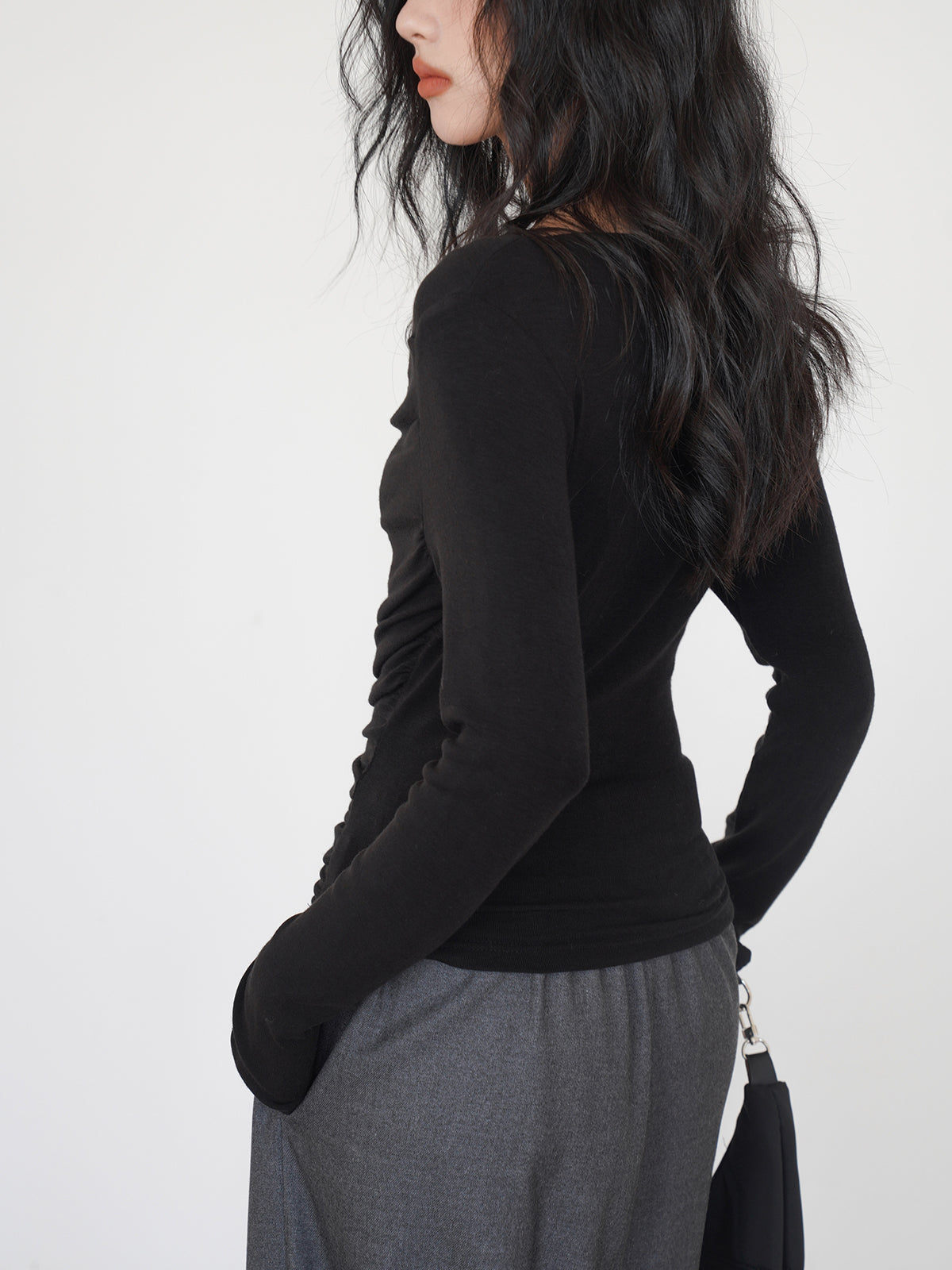 Draped Long Graceful Sleeve Slinky Shirt Secondary image