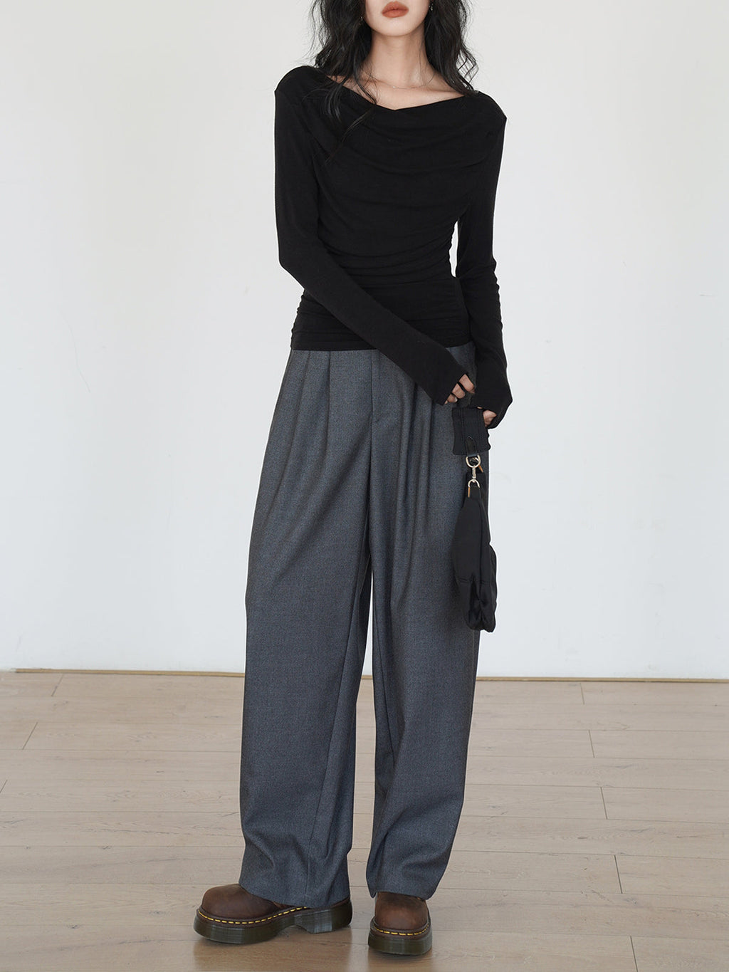 Draped Long Graceful Sleeve Slinky Shirt T Shirts