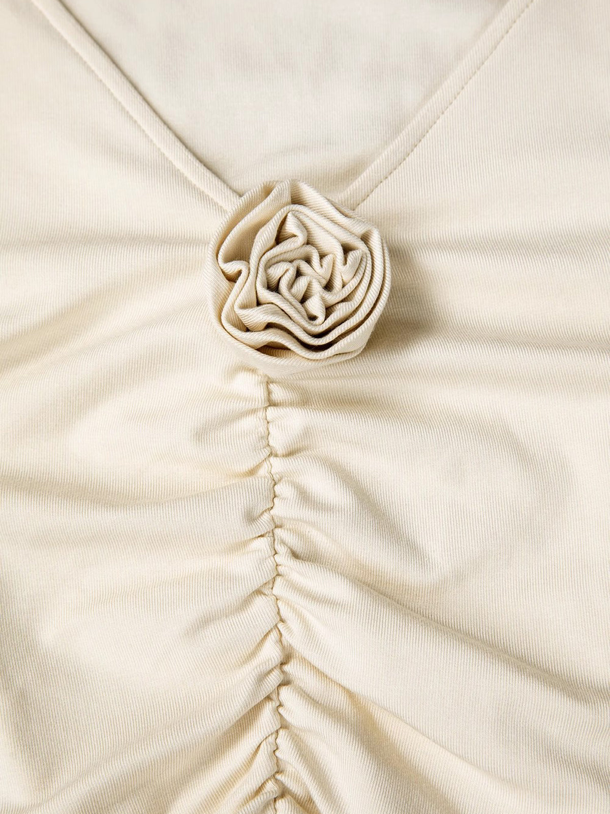 V neck Draped Floral Detail Modern Blouse with Matching Scarf Blouses