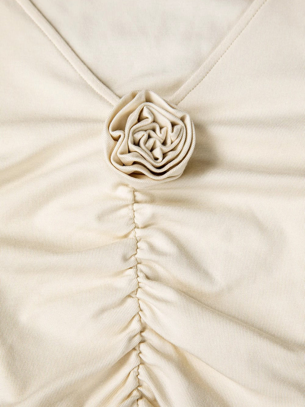 V neck Draped Floral Detail Modern Blouse with Matching Scarf Blouses