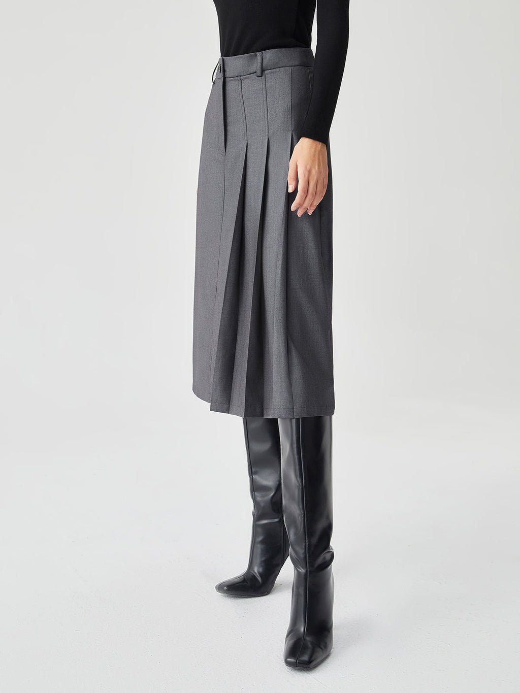 Asymmetrical Pleated Graceful Midi Skirt Skirts