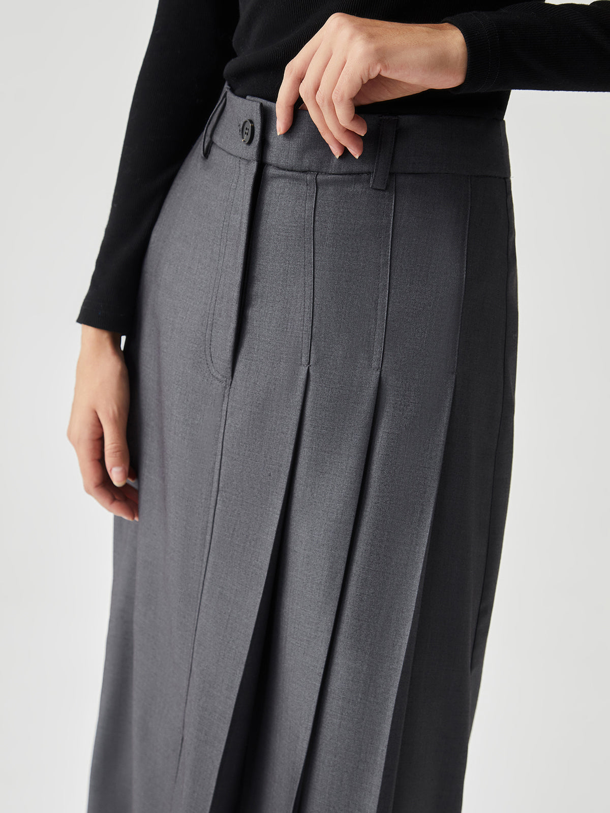 Asymmetrical Pleated Graceful Midi Skirt