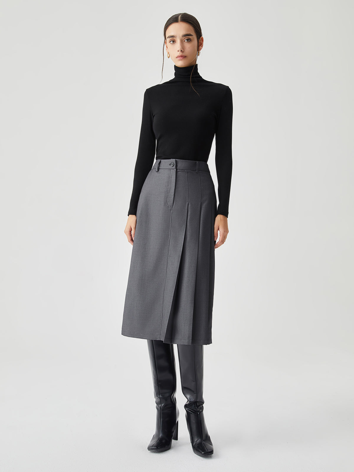 Asymmetrical Pleated Graceful Midi Skirt Secondary image